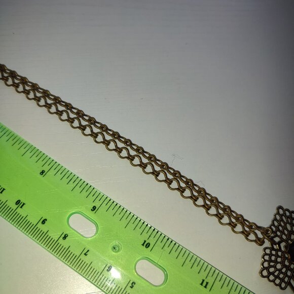 Purple Core Academia Pendant on Chain Antiquated Gold Boho Vintage Violet Charm - Picture 7 of 11